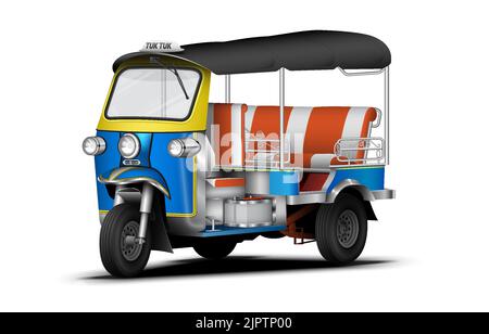 tuktuk local vehicle of thailand unique car tricycle taxi isolated on white background Stock Vector