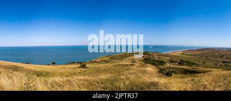 Vue panoramique estivale depuis le Cap Blanc Nez sur la côte d'opâle Stock Photo