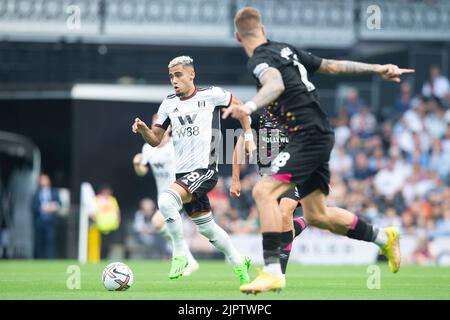 London, UK. 20th Aug, 2022. Andreas Pereira of Fulham during the Premier League match between Fulham and Brentford at Craven Cottage, London, England on 20 August 2022. Photo by Salvio Calabrese. Editorial use only, license required for commercial use. No use in betting, games or a single club/league/player publications. Credit: UK Sports Pics Ltd/Alamy Live News Stock Photo