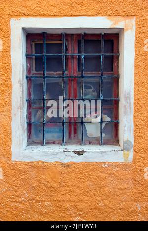 barred window Sardinia Italy Stock Photo