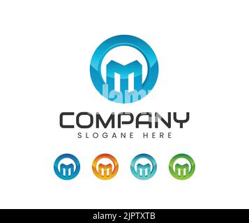 Modern 3d m logo design. Initial letter M logo template colored blue circle 3d design for business and company identity Stock Vector