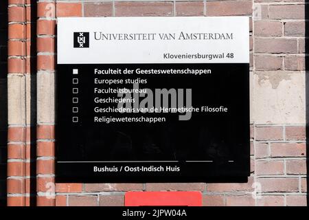 Close Up Billboard UVA Kloveniersburgwal Street At Amsterdam The Netherlands 23-6-2022 Stock Photo