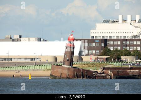 Bremerhaven, Germany. 20th Aug, 2022. The subsided Mole tower in ...