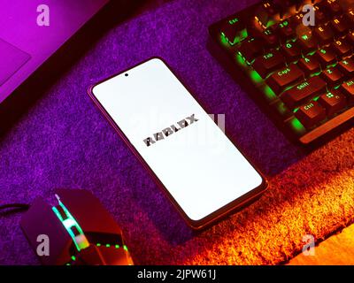 West Bangal, India - April 20, 2022 : Roblox phone screen stock image. Stock Photo