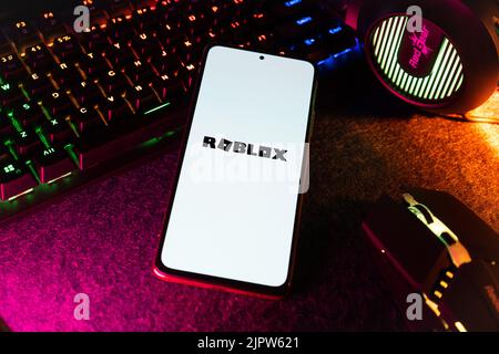 West Bangal, India - April 20, 2022 : Roblox phone screen stock image. Stock Photo