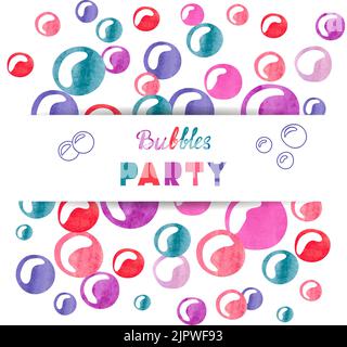 Watercolor colorful bubbles isolated on white. Party invitation design. Vector background with bubbles Stock Vector