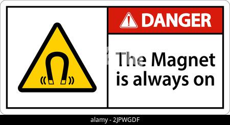 Danger magnet is always sign on white background Stock Vector