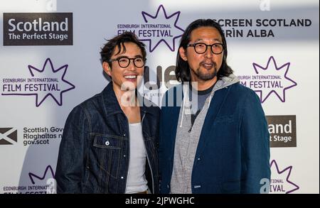 Edinburgh, Scotland, UK, 17th August 2022. After Yang European premiere: at Edinburgh International Film Festival at Vue Omni with cast member Justin H. Min who plays an android and Director Kogonada. Credit: Sally Anderson/Alamy Live News Stock Photo