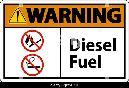 Warning Sign diesel fuel on white background Stock Vector