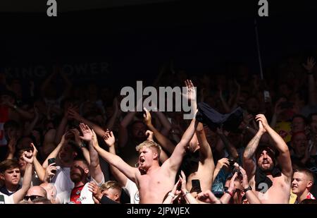 Leicester, UK. 20th Aug, 2022. Southampton fans react after the Premier League match at the King Power Stadium, Leicester. Picture credit should read: Darren Staples/Sportimage Credit: Sportimage/Alamy Live News Stock Photo