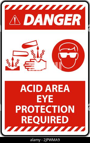Danger Acid Area Eye Protection Required Sign With Sign Stock Vector ...