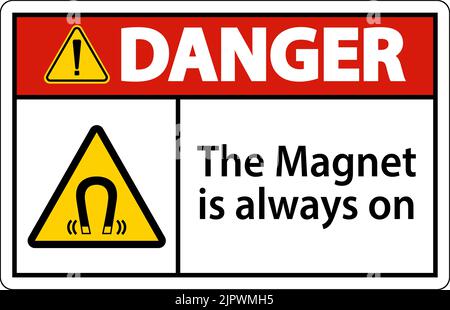 Danger magnet is always sign on white background Stock Vector