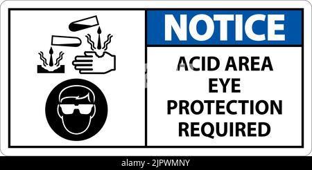 Notice Acid Area Eye Protection Required Sign With Sign Stock Vector ...