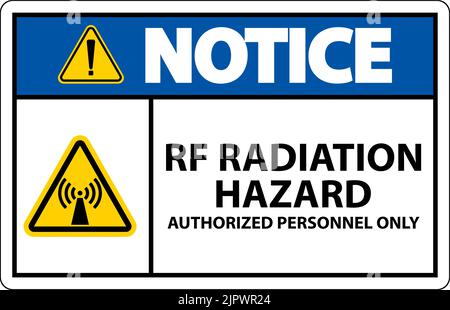 Notice RF Radiation Hazard Authorized Only Sign On White Background Stock Vector