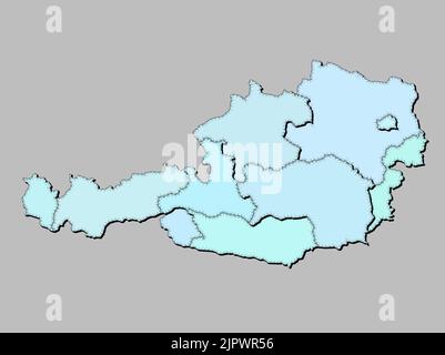 Map of Austria with states isolated Stock Vector
