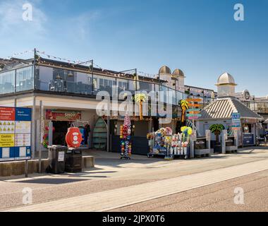 Lowestoft, Suffolk, UK – August 14 2022. The exterior of Piranha Joes Beach Bar on the promenade in the seaside town of Lowestoft Stock Photo