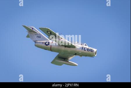 Eastbourne, UK.20 August 2022. Norwegian Air Force Historical Squadron's Mig aircraft Stock Photo