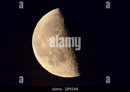Moon, Earth's Satellite The only natural satellite of the Earth. The closest satellite of the planet to the Sun. Stock Photo