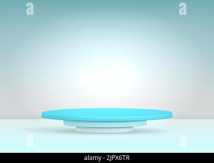 Podium platform realistic vector 3d render on white background wit spotlight. Product presentation minimal scene Stock Vector