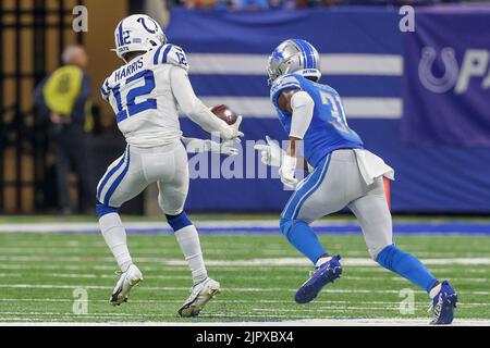 Indianapolis Colts wide receiver De'Michael Harris (12) in action