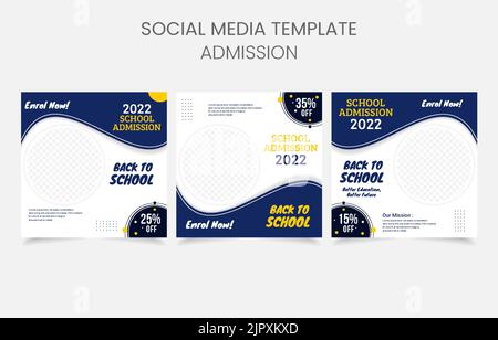 back to school banner school admission set Stock Vector
