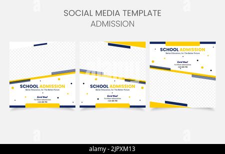 school admission template set banner design Stock Vector