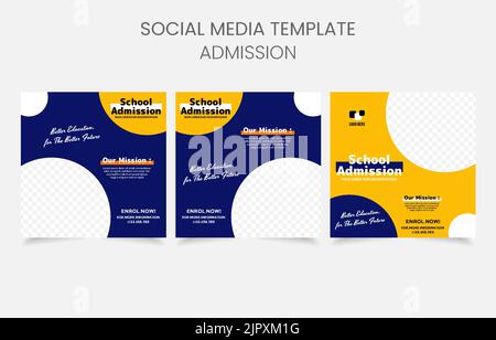school admission design template set Stock Vector