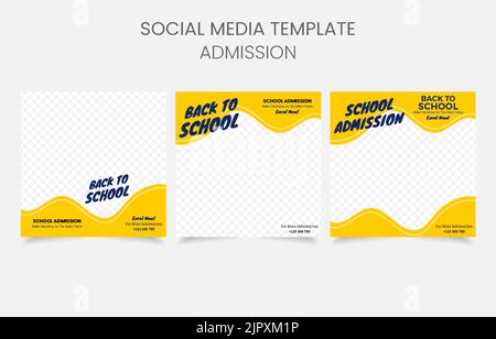 back to school admission promo social media post Stock Vector