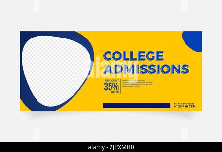 college admission template promo banner website social media Stock Vector