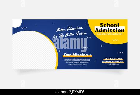school admission promo for registration template vector Stock Vector