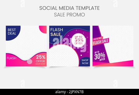 Set banner social media template modern design Stock Vector