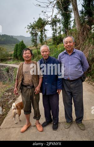 Terraced rice paddy fields provide a scenic agricultural beauty in China Stock Photo