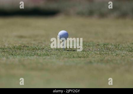 Wilmington, DE, USA. 20th Aug, 2022. A ball on the tee during the BMW Championship Saturday, Aug 20, 2022, at Wilmington Country Club in Wilmington, Delaware. (Credit Image: © Saquan Stimpson/ZUMA Press Wire) Stock Photo