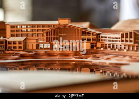 Make beautiful wooden house models Stock Photo