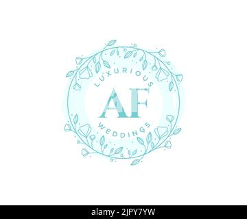 AF Initials letter Wedding monogram logos template, hand drawn modern minimalistic and floral templates for Invitation cards, Save the Date, elegant Stock Vector