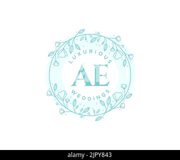 AE Initials letter Wedding monogram logos template, hand drawn modern minimalistic and floral templates for Invitation cards, Save the Date, elegant Stock Vector