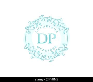 DP Initials letter Wedding monogram logos template, hand drawn modern minimalistic and floral templates for Invitation cards, Save the Date, elegant Stock Vector