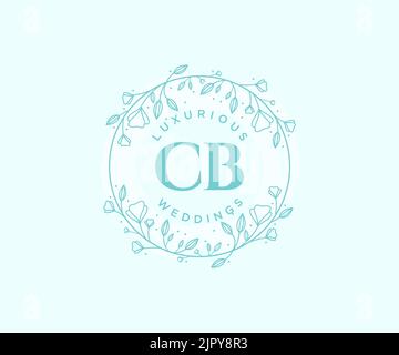 CB Initials letter Wedding monogram logos template, hand drawn modern minimalistic and floral templates for Invitation cards, Save the Date, elegant Stock Vector
