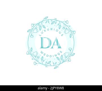 DA Initials letter Wedding monogram logos template, hand drawn modern minimalistic and floral templates for Invitation cards, Save the Date, elegant Stock Vector
