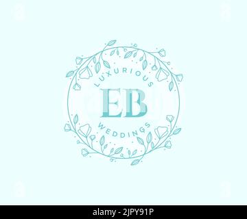 EB Initials letter Wedding monogram logos template, hand drawn modern minimalistic and floral templates for Invitation cards, Save the Date, elegant Stock Vector