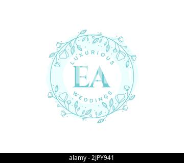 EA Initials letter Wedding monogram logos template, hand drawn modern minimalistic and floral templates for Invitation cards, Save the Date, elegant Stock Vector