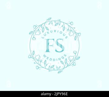 FS Initials letter Wedding monogram logos template, hand drawn modern minimalistic and floral templates for Invitation cards, Save the Date, elegant Stock Vector