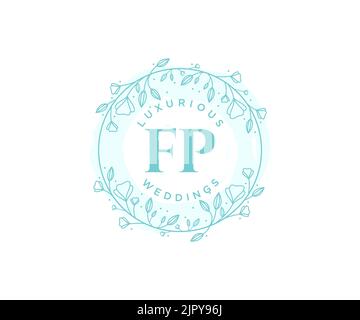 FP Initials letter Wedding monogram logos template, hand drawn modern minimalistic and floral templates for Invitation cards, Save the Date, elegant Stock Vector