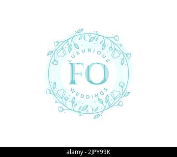 FO Initials letter Wedding monogram logos template, hand drawn modern minimalistic and floral templates for Invitation cards, Save the Date, elegant Stock Vector