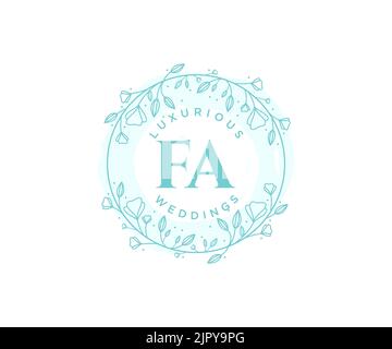 FA Initials letter Wedding monogram logos template, hand drawn modern minimalistic and floral templates for Invitation cards, Save the Date, elegant Stock Vector