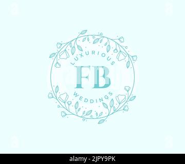 FB Initials letter Wedding monogram logos template, hand drawn modern minimalistic and floral templates for Invitation cards, Save the Date, elegant Stock Vector