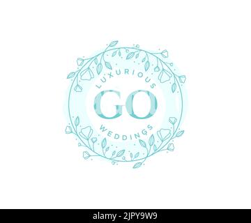 GO Initials letter Wedding monogram logos template, hand drawn modern minimalistic and floral templates for Invitation cards, Save the Date, elegant Stock Vector