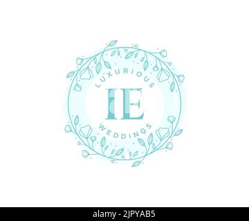 IE Initials letter Wedding monogram logos template, hand drawn modern minimalistic and floral templates for Invitation cards, Save the Date, elegant Stock Vector
