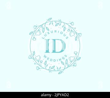 ID Initials letter Wedding monogram logos template, hand drawn modern minimalistic and floral templates for Invitation cards, Save the Date, elegant Stock Vector