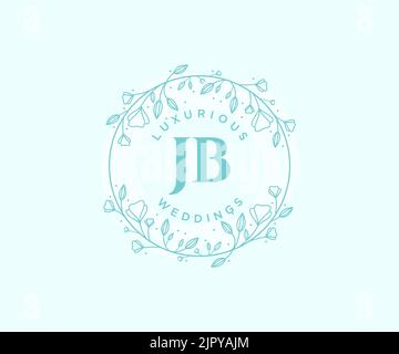JB Initials letter Wedding monogram logos collection, hand drawn